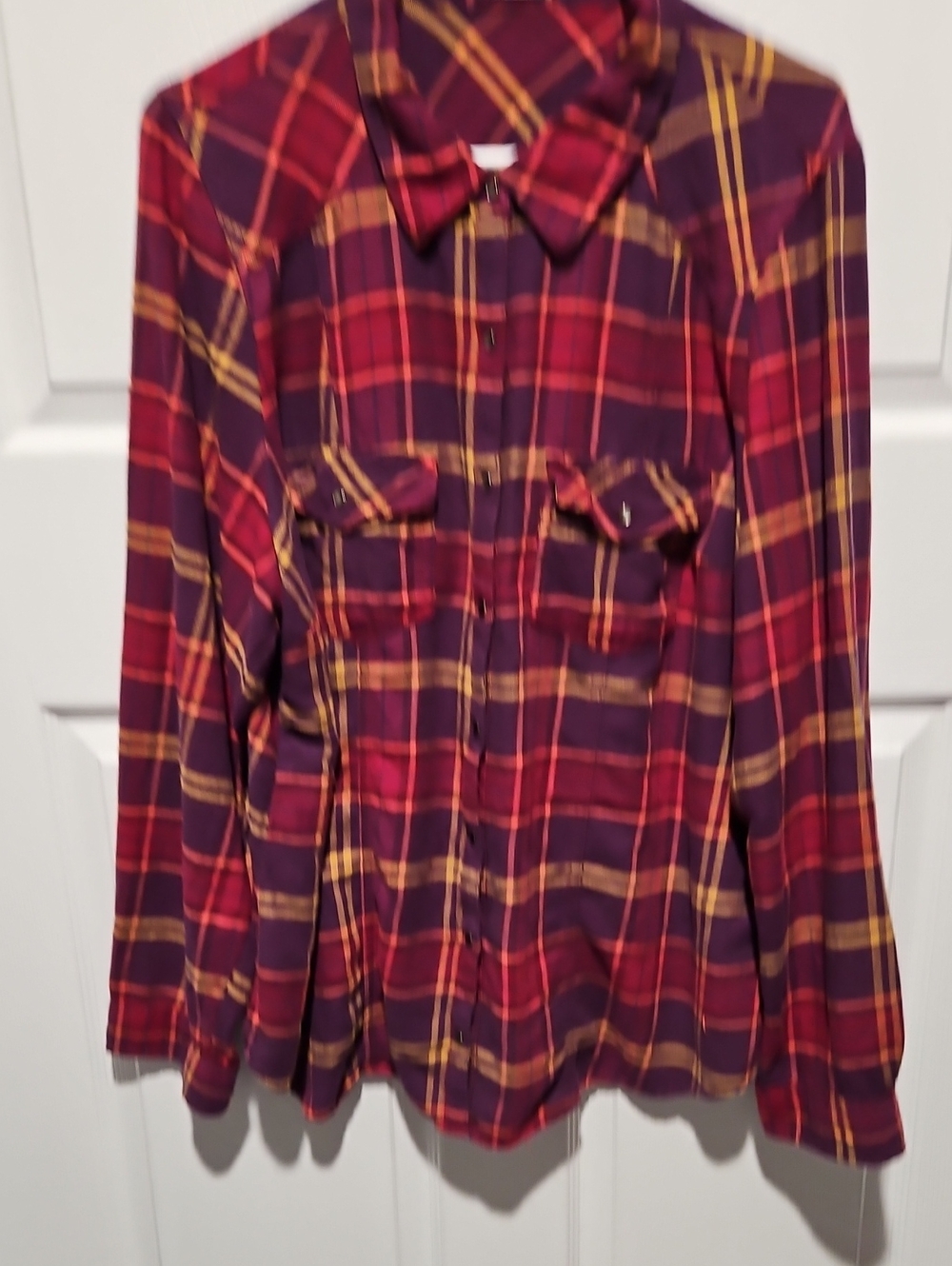 Girls' Plaid Long-Sleeve Shirt Dress - Red & Yellow
